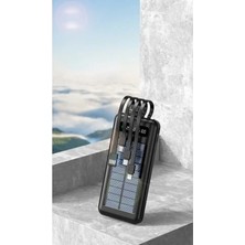 POWERBANK10000 Mah Güneş Enerjili Göstergeli Powerbank Solar Fenerli Güneş Enerjili Type C - Lightning - Micro USB - USB Kablolu Powerbank Taşınabilir Şarj Aleti Hızlı Şarj Aleti Senalstore