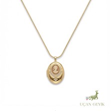 Uçan Geyik Anka Kuşu Sarı Renkli Kolye - Kadın Takı | Zarif Tasarım