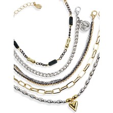 Klips Concept Kalp Obje Detay Beşli Kombin Bileklik
