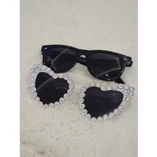 Belirtilmemiş Incili Kalpli Bride To Be Gözlük 1 Beyaz 1 Siyah