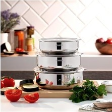 Storemax Practi 3lü Çelik Saklama Kabı 16-18-20 cm