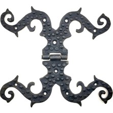 Antika Tarz Dekoratif Pirinç Süslü Menteşe - 190X170 Mm, Oksit