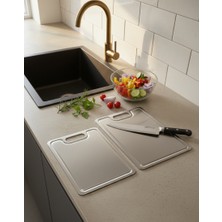 Aslife 2 Boy Paslanmaz Çelik Kesme Tahtası 23X34 cm - 20X30 cm