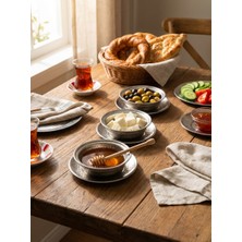 YUNUSOĞLU HOME Otantik Dövme Desenli Çelik Sunum Tabağı Seti – El Işçiliği Servis Kaseleri