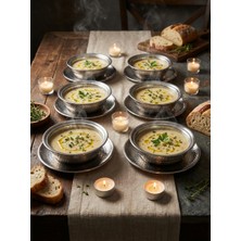 YUNUSOĞLU HOME Otantik Dövme Desenli Çelik Sunum Tabağı Seti – El Işçiliği Servis Kaseleri