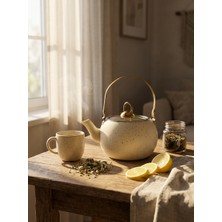 YUNUSOĞLU HOME 1 Litre Gold Kulplu Krem Granit Bitki Çayı Demliği – Indüksiyonlu Çelik Çaydanlık