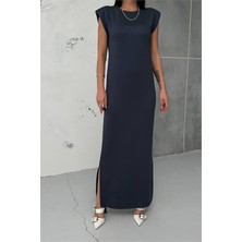 Neşeli Butik Kadın Vatkalı Yırtmaç Detaylı Modal Elbise NBG010