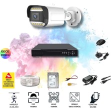 Qromax 1 Kameralı Set - Yapay Zeka Özellikli Gece Renkli Gösteren 5MP SONY Lensli 12 Warm Ledli FULLHD Güvenlik Kamerası Seti 312W-104