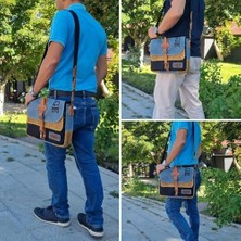 Storemax 4047 Antiochia Gl Hakiki Deri Omuz Postacı Okul Suya Dayanıklı Mumlu Kanvas Laptop Çantası