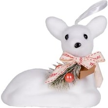 Storemax Yılbaşı Ağaç Süsü Oturan Geyik Beyaz 12X12 Cm.