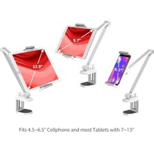 Storemax Alüminyum Ayarlanabilir Tablet Standı, 360 Derece Döndürülebilir, /ipad/ipad Mini/ipad Pro 12,9 Inç Herhangi Bir Telefon/tablet 4-13 Inç, Ev, Ofis, Mutfak ve Yatak Kullanımına Uygun (Beyaz)