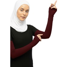 Altobeh Parmak Geçmeli Penye Tesettür Kolluk Bordo