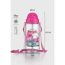 Renga Migo Kral Şakir Desenli 500 ml Askılı Pipetli Tritan Çocuk Matara 222027 Pembe