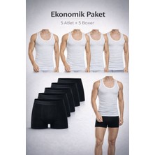 Qulat Erkek Atlet Boxer Seti 10’lu Ekonomik Paket – 5 Atlet + 5 Boxer Pamuklu Iç Giyim