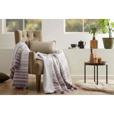 Özdilek Battaniye Pamuk  Stripe  Ponponlu Çift Kişilik  Lila