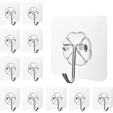 Storemax Maxaztex 12 Adet Kendinden Yapışkanlı Kanca, Delmeden – Şeffaf Duvar Askısı, 304 Paslanmaz Çelik, Su Geçirmez ve Yağa Dayanıklı, Çok Amaçlı Yapışkan Kanca, Mutfak, Banyo, Tavan ve Fayans Için, Taşıma