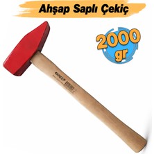Badem10 Ağır Tip 2000 Gram (1 Adet) Ahşap Saplı Metal Başlı Çekiç Çivi Çakma Kamyoncu Çekici Mobilya Işleri