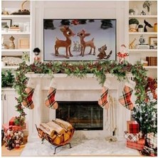 Storemax 1 Adet Kokina Red Yılbaşı Çelenk, Ev Şömine Parti Kış Yılbaşı Süsü, Yeşil