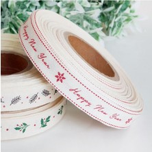 Storemax Pamuk Şerit, Happy New, 1.5 cm 2 Metre Natürel