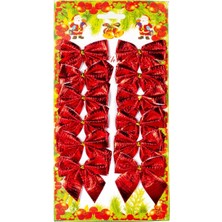 Storemax Yılbaşı Süsü Askılı Fiyonk 12'li Paket Kırmızı 5,5x5,5 Cm.