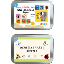 One Pretty Sunshine 2 Li Eğitici Oyun Seti Renkli Şekiller Puzzle ve Hafıza&eşleştirme Oyunu Bebek Zeka Kartları