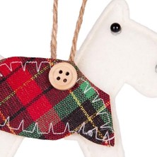 Storemax Yılbaşı Ağaç Süsü Köpek Ekose Elbiseli Beyaz 10 Cm.