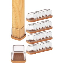 Storemax 24 Adet Kare Papucu (2.3–2.7 Cm) – Şeffaf Silikon Kalın Keçeli, Gürültü Önleyici ve Zemin Koruyucu Mobilya Ayak Kılıfı