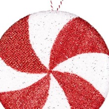 Storemax Yılbaşı Ağaç Süsü Kurdelalı Şeker Figür Kırmızı-Beyaz 24X49 Cm.