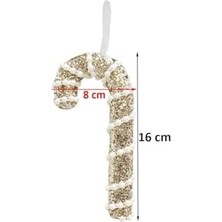 Storemax Astaş Inci Şeritli Baston Şeker Desenli Yılbaşı Süsü 17 Santimetre