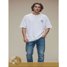 M.Ç Family Store Erkek Oversize Dtf Baskılı Modern Streetwear Tişört Kısa Kol Trend