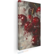 Tablonhazır Dikey Panaromik Kanvas Tablo Modern Duvar Tablosu Kafe Kiraz Gorseli Yeni Ev Hediyesi Ev Ofis Tablo