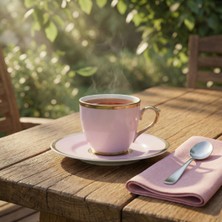 Güral Porselen Presıdent Hand Made Tek Kişilik Yaldızlı Porselen Çay Fincanı Takımı Lila 170 cc