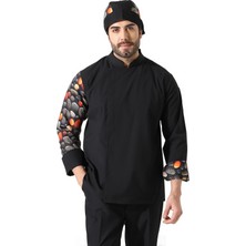 Bilenn Tekstil Erkek Likralı Kol Desenli Aşçı Ceket - 6403 Siyah Çakıl Taşı