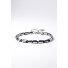 HERİF Boru Hematit Doğaltaş 19+3 cm Ayarlanabilir Çelik Bileklik