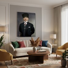 Tablonhazır Dikey Kanvas Tablo Salon Duvar Tablosu Kanvas Atatürk 036 (2) Yeni Ev Hediyesi Ofis Tablosu