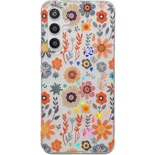Canpay Samsung Galaxy A13 Uyumlu Kılıf Solmayan Imd Baskı Desenli, Şeffaf Tpu+Pc Botanik Kapak