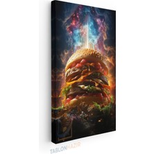 Tablonhazır Dikey Panaromik Kanvas Tablo Modern Duvar Tablosu Hamburgerci Yeni Ev Hediyesi Ev Ofis Tablo