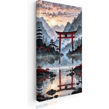 Tablonhazır Dikey Panaromik Kanvas Tablo Modern Duvar Tablosu Japon Tapınak Sutunu Yeni Ev Hediyesi