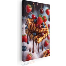 Tablonhazır Dikey Panaromik Kanvas Tablo Modern Duvar Tablosu Kafe Waffle Tatlı Yeni Ev Hediyesi Ev Ofis Tablo