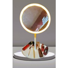 Monicatime Katlanabilir LED Işıklı USB Li Yuvarlak Masa Üstü Makyaj Aynası