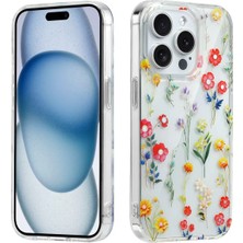 Canpay iPhone 14 Pro Max Uyumlu Kılıf Solmayan Imd Baskı Desenli, Şeffaf Tpu+Pc Botanik Kapak