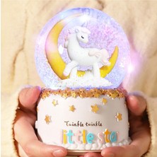PremiumPort Rüya Gibi Unicorn Dönen Işıklı Müzikli Püskürtmeli Kar Küresi