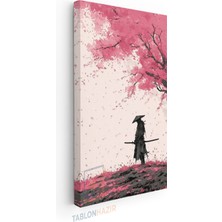 Tablonhazır Dikey Panaromik Kanvas Tablo Modern Duvar Tablosu Pembe Samuray Yeni Ev Hediyesi Ev Ofis Tablo