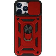 İrgit Store Iphone 13 Pro Max Kılıf Pars Lens Yüzüklü Silikon - Kırmızı