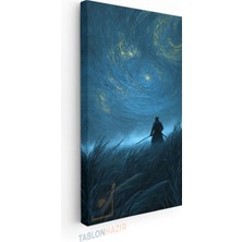 Tablonhazır Dikey Panaromik Kanvas Tablo Modern Duvar Tablosu Arazideki Samuray Yeni Ev Hediyesi Ev Ofis Tablo