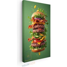 Tablonhazır Dikey Panaromik Kanvas Tablo Modern Duvar Tablosu Hamburgerci Burger Yeni Ev Hediyesi Ev Ofis Tablo