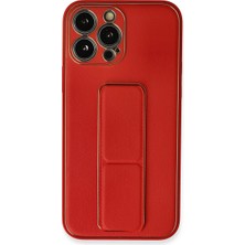 İrgit Store Iphone 13 Pro Kılıf Coco Deri Standlı Kapak - Kırmızı