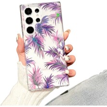 Canpay Samsung Galaxy S22 Ultra Uyumlu Kılıf Solmayan Imd Baskı Desenli, Şeffaf Tpu+Pc Botanik Kapak