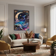 Tablonhazır Dikey Kanvas Tablo Salon Duvar Tablosu Astroloji Balina Yeni Ev Hediyesi Ofis Tablosu