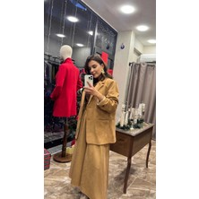 Süet Kumaş Içi Astarlı Blazer Ceket - Taba